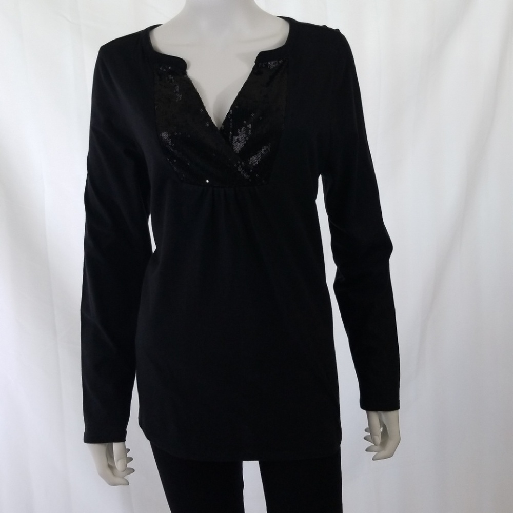 Lane Bryant Black Sequince Front Top